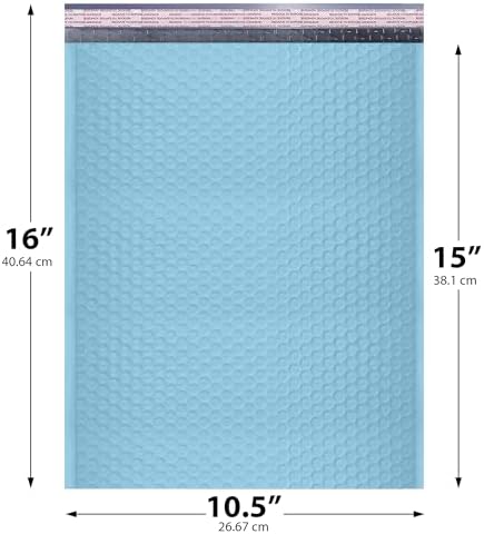 Light Blue Bubble Mailers 10.5x16 Poly Padded Envelopes #5 200 Pack - Image 2