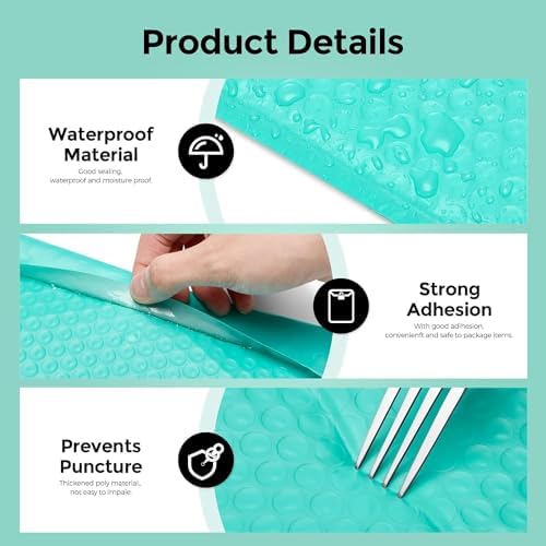Metronic Bubble Mailers 10.5x16 Inch Teal 250 Pack Padded Envelopes Bulk - Image 4