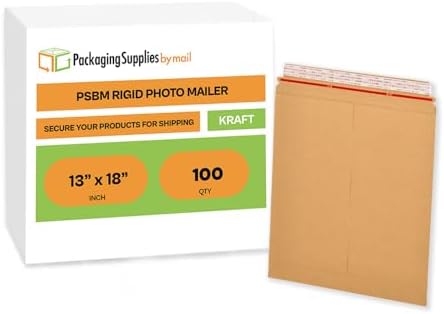PSBM 100 PCS 13 x 18 Inch Kraft Rigid Photo Mailers, Cardboard Shipping Envelopes, Mailers for Shipping Photos, CDs, Documents, Catalogue, Or any Flat Object - Image 2