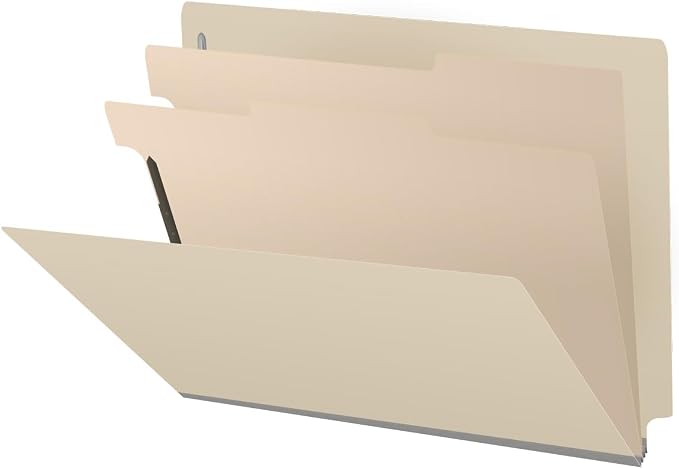 18 Pt. Manila Classification Folders, Full Cut End Tab, Letter Size, 2 Dividers (Box of 10) by Ecom+Folders