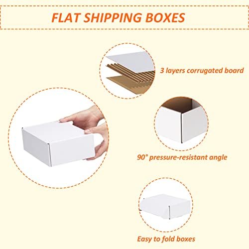 HORLIMER 9x6x3 inches Shipping Boxes Set of 25, White Corrugated Cardboard Box Literature Mailer, 25 Stickers Included - Image 3