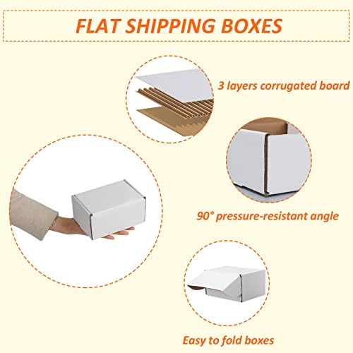 HORLIMER 6x4x3 inches Shipping Boxes Set of 25, White Corrugated Cardboard Box Literature Mailer - Image 3