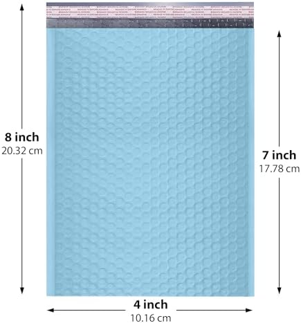 Light Blue Bubble Mailers 4x8, Poly Padded Envelopes #000, 1000 Pack - Image 2