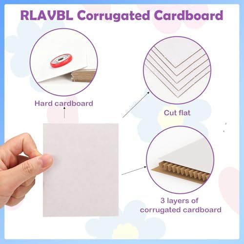RLAVBL 200 Pack 3.5x4.5 White Corrugated Cardboard Sheets, Flat Cardboard Inserts for Shipping, Mailing, Packing, DIY Crafts - Image 3