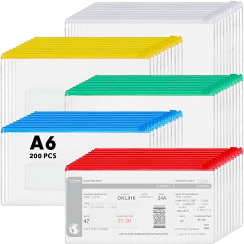 Zhehao 200 Pcs A6 Zipper Pouch Bulk, Clear Pencil Envelopes, Multicolor by Zhehao