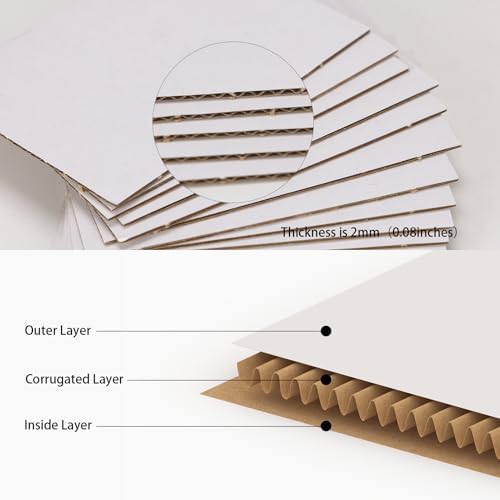 Calenzana 3.5x4.5 White Corrugated Cardboard Sheets, Flat Card Boards Inserts for Crafts, Packing, Shipping, Moving, Mailing, 200 Pack - Image 3