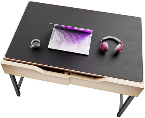 ZORESYN PU Leather Desk Mat 43.3 x 27.6 Inch (Black) by ZORESYN
