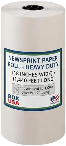 BOX USA Packing Paper Roll 18" x 1400ft (1,000 Sheets 17" equivalent) - Newsprint Paper for Shipping, Storage and Moving Supplies, White by BOXUSA