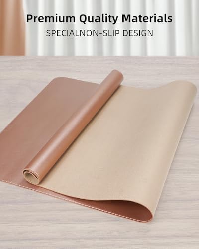 Large Desk Mat - 48" x 17"Leather Desk Pad Protector, Office Desk Mat, Non-Slip PU Leather Large Mouse Pad, Waterproof Desk Blotter Mat, Desk Cover for Office and Home (Champagne Gold) - Image 2
