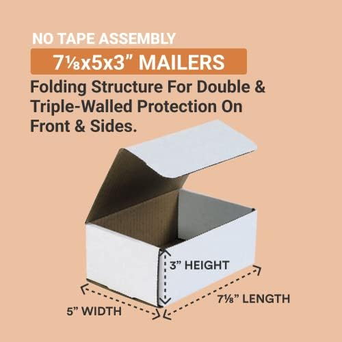 Box USA Shipping Boxes Small 7.125"L x 5"W x 3"H 50-Pack - Corrugated Cardboard Box for Moving, Mailing, Packing, Packaging and Storage - Image 2