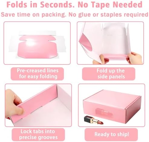 6x4x2 inch Glossy Pink Shipping Boxes, 50 Pack Corrugated Cardboard Mailing Boxes for Small Business Packaging, Shipping Jewelry, Handmade Soaps - Image 5