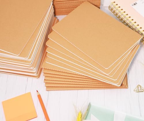 48 Pack A5 Blank Notebook Bulk Kraft Cover Blank Sketch Book Pad Travel Journals Composition Diary Subject Notebooks Planner 60 Pages, 8.3”x 5.5” - Image 6