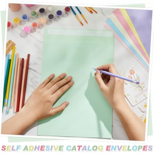 100 Pcs 9'' x 12'' Catalog Envelopes Self Adhesive 32lb Manila Envelopes Kraft Peel & Seal for Secure Mailing Storage Organizing for Home Office Business School (Morandi Colors) - Image 5