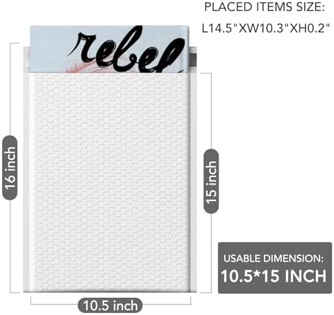GSSUSA White Bubble Mailers 10.5x16" 100 Pack Padded Envelopes Self Seal - Image 2