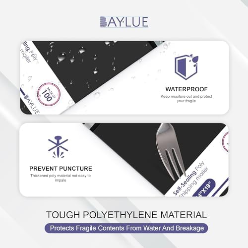 Black Poly Mailers 19x24, Self Seal Shipping & Mailing Bags, 100 Pack Bulk - Image 3