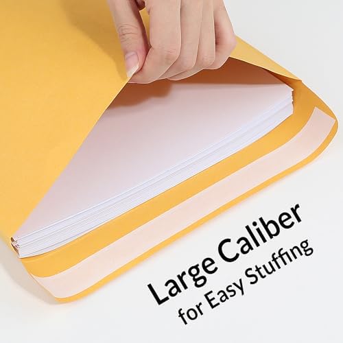 SUNEE 9 x12 Manilla Envelopes, 28lb Brown Kraft, Ultra Strong Quick-Seal Security Catalog Mailing Envelopes for Flat Letter Size Documents or Photos, 100 Count - Image 3