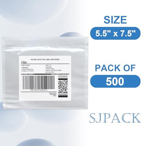 SJPACK 7.5" x 5.5" Shipping Label Sleeves, Clear Adhesive Top Loading Packing List, Label Envelopes Pouches - 500 packs - Image 2