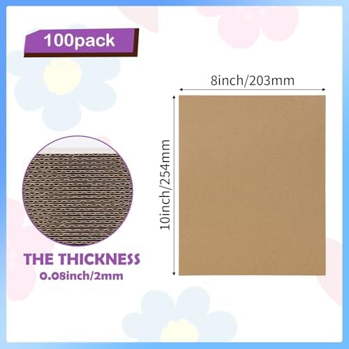 RLAVBL 100 Pack 8x10 Corrugated Cardboard Sheets, Flat Cardboard Inserts for Shipping, Mailing, Packing, DIY Crafts - Image 2