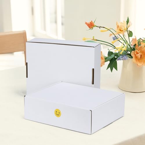 HORLIMER 10x8x3 inches Shipping Boxes Set of 25, White Corrugated Cardboard Box Literature Mailer, 25 Stickers Included - Image 6