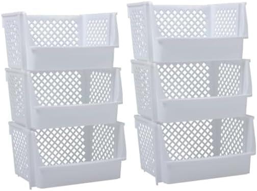 XLarge Stackable Storage Bins Open Front for Pantry Storage, 6 Pack - White | Sturdy Plastic, Easy Stacking, Open Front Access, Ventilated Sides, Vertical & Space Saving Pantry Organizers and Storage Bin - Image 7