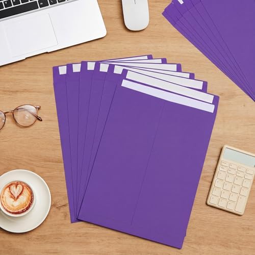 100 Pcs 9'' x 12'' Catalog Envelopes Self Adhesive 32lb Manila Envelopes Kraft Peel & Seal for Secure Mailing Storage Organizing for Office Business Home(Purple) - Image 4