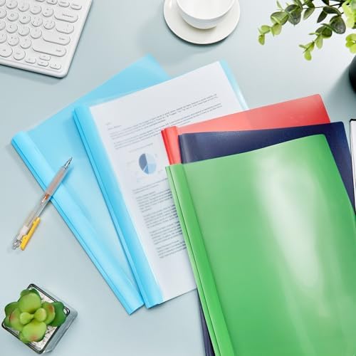 Feifeiya 72 Pack Plastic Report Covers with 3 Prongs Presentation Folders Bulk, 100 Sheet Capacity, Clear Front Report Covers for Presentation Document Paper School Office Supplies (Colorful) - Image 5