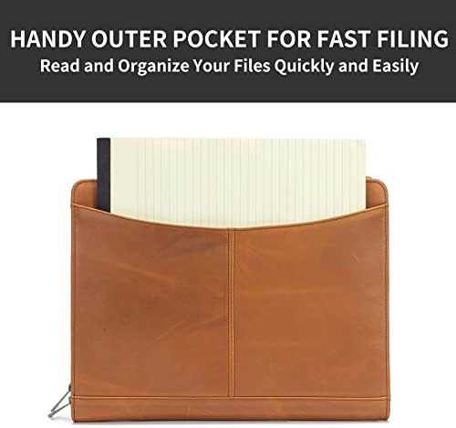 Zippered Leather Portfolio with Front Pocket for 8.5 x 11" Legal Pad - Image 2