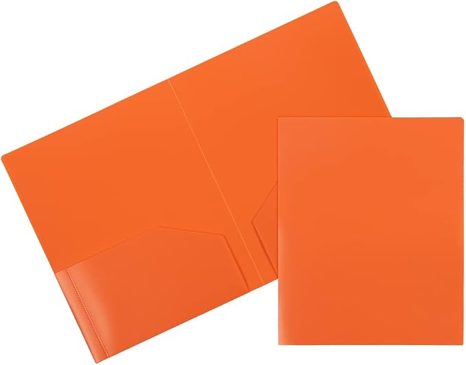 JAM PAPER Heavy Duty Plastic 2 Pocket Extra Tough School Folders - Orange - 6/Pack by JAMPaper