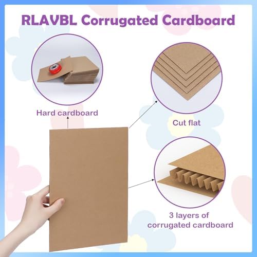 RLAVBL 100 Pack 8.5x11 Corrugated Cardboard Sheets, Flat Cardboard Inserts for Shipping, Mailing, Packing, DIY Crafts - Image 3