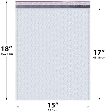 White Bubble Mailers 15x18, Self Seal Poly Padded Envelopes #8, 50 Pack - Image 2