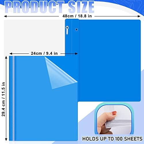 Teling 48 Pcs Clear Front Report Covers with 3 Prong Fasteners, Blue - Image 2