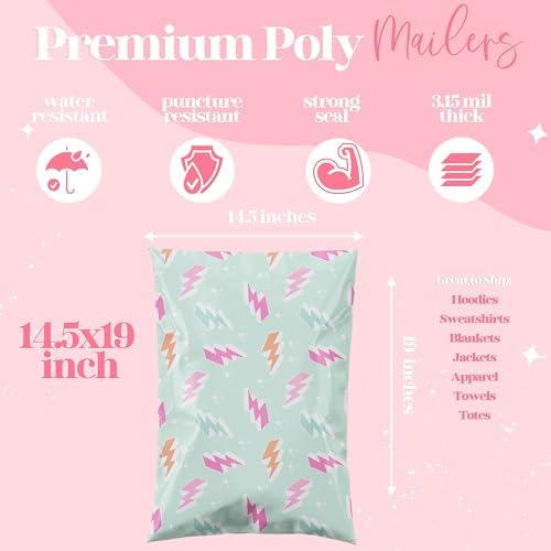 Pretty Package Store Poly Mailers 6x9, Lightning Bolt, 100 Pack - Image 5