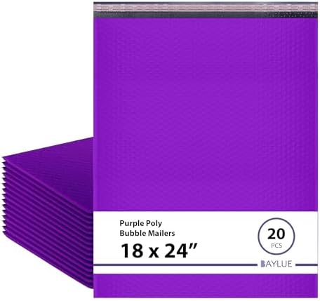 Purple Bubble Mailers 18x23, Self Seal Poly Padded Envelopes #9, 20 Pack by BAYLUE