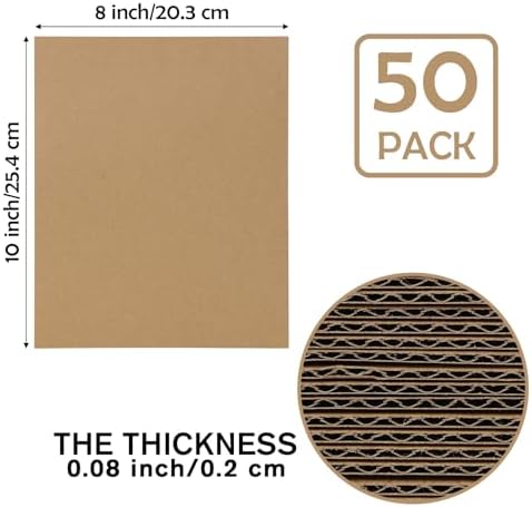 Calenzana 8x10 Corrugated Cardboard Sheets Set of 50, Flat Card Boards Inserts for Crafts, Packing, Shipping, Moving, Mailing - Image 2