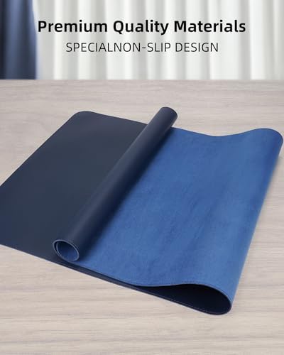 AFIING Desk Pad Protector 23.6" x 13.7" - Non-Slip Waterproof PU Leather Desk Mat for Mouse, Keyboard, Laptop, Office and Home Workspace (Midnight Blue) - Image 2