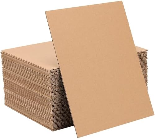HOZEON 80 Pack Corrugated Cardboard Sheets 8.5 x 11 x 1/8 Inches, Premium and Thickened Cardboard Sheets, Brown Corrugated Cardboard Sheets for Packing, Mailing, DIY Crafts by HOZEON