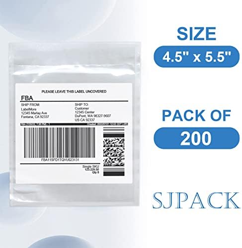 External Dimensions 4.5'' x 5.5'' 200 Packaging Box Single Envelope, SJPACK Transport Label Cover, Transport Label Bag, Invoice Transport Label Mailing Bag With Transparent Adhesive - Image 2