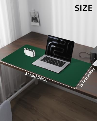 Leather Desk Pad Protector, Mouse Pad, Office Desk Mat, Non-Slip PU Leather Desk Blotter, Laptop Desk Pad, Waterproof Desk Writing Pad for Office and Home (Green, 31.5" x 15.7") - Image 5