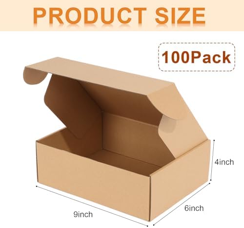 Qilery 100 Pcs 9 x 6 x 4" Shipping Boxes Corrugated Cardboard Box - Image 2