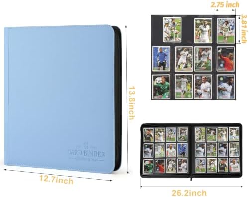 12-Pocket Business Card Binder holds 720 Cards, Premium Diamond Texture PU Leather Name Card Holder Organizer with Zipper, Black Sleeves Side Loading Card Book for Collectors - Image 2