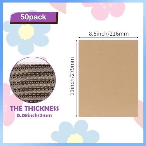 RLAVBL 50 Pack 8.5x11 Corrugated Cardboard Sheets, Flat Cardboard Inserts for Shipping, Mailing, Packing, DIY Crafts - Image 2