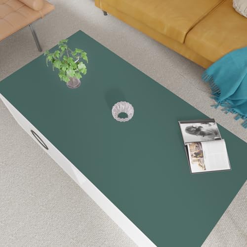 Faux Leather Table Cover,1.8mm Thick,24x48 Inch Desk Cover,Large Desk Mat,Table Protector,Table Cover Protector,Office Desk Cover,Coffee Table Protector(Aqua Blue+Gray,24x48) by Zinkooat