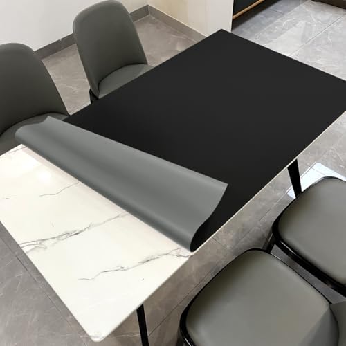 Faux Leather Table Cover,1.8mm Thick,40x60 Inch Table Protector,Table Protector for Dining Room Table,Table Pads for Dining Room Table Rectangular.(Black+Gray,40x60) by Zinkooat