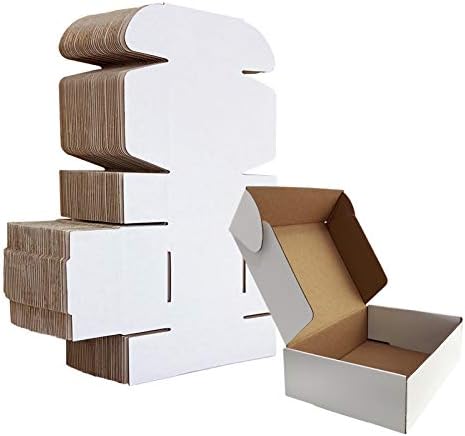 HORLIMER 7x5x2 inches Shipping Boxes Set of 25, White Corrugated Cardboard Box Literature Mailer by HORLIMER