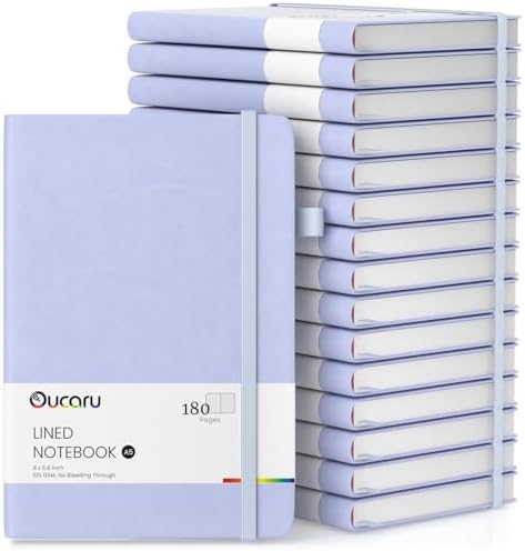 Oucaru 16 Pack Bulk Journal Notebook, A5 Lined Notebook Set, 180 Pages by Oucaru