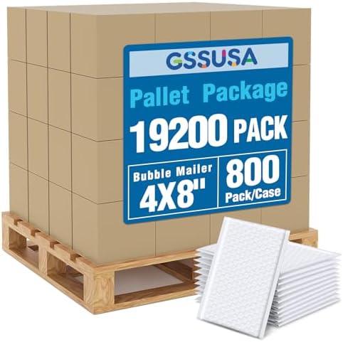 GSSUSA White Bubble Mailers 4x8 Padded Envelopes 19200 Pack, 1Pallet by GSSUSA