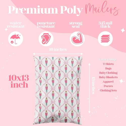 Pretty Package Store Poly Mailers 10x13, Pink Nutcracker, 100 Pack - Image 3
