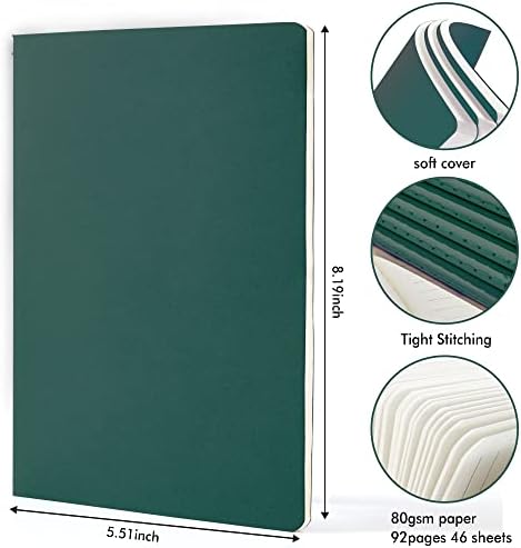 36 Pack Soft Cover Journal Bulk, Feela Lined Blank Travel Journal for Women Men Writing, Notebooks College Ruled for Work, Note Taking Notebook School Business Supplies, 8.2” x 5.5”, A5, Dark Green - Image 2