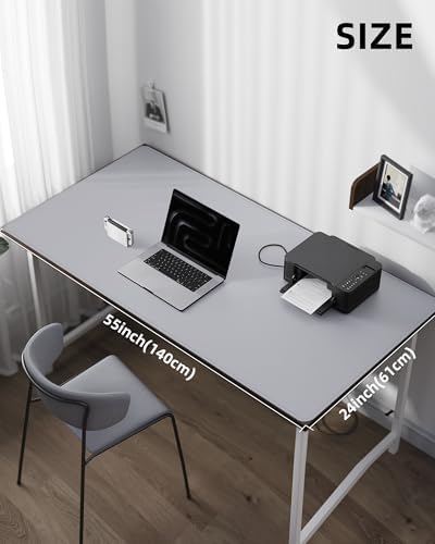 AFIING Large Desk Mat 55" x 24" - PU Leather Desk Pad Protector, Waterproof Non-Slip Extended Mouse Pad for Office Desk, Keyboard, Laptop and Home Workspace (Light Grey) - Image 5