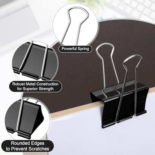AmazingSpark 48 Pack 3 Large Inch Binder Clips, Metal Black Paper Clamps - Image 3